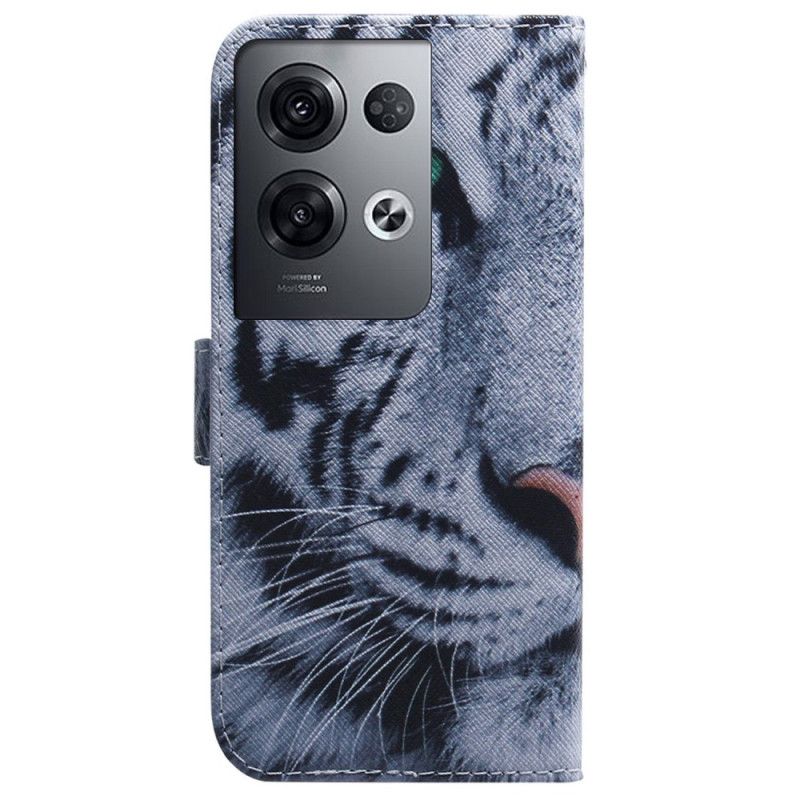 Kožené Puzdro Oppo Reno 8 Pro Strappy Biely Tiger