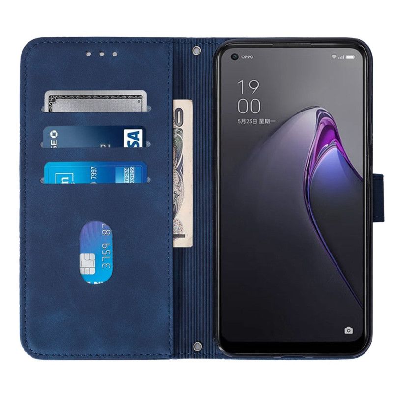 Kožené Puzdro Oppo Reno 8 Pro Trojuholníky S Ramenným Popruhom