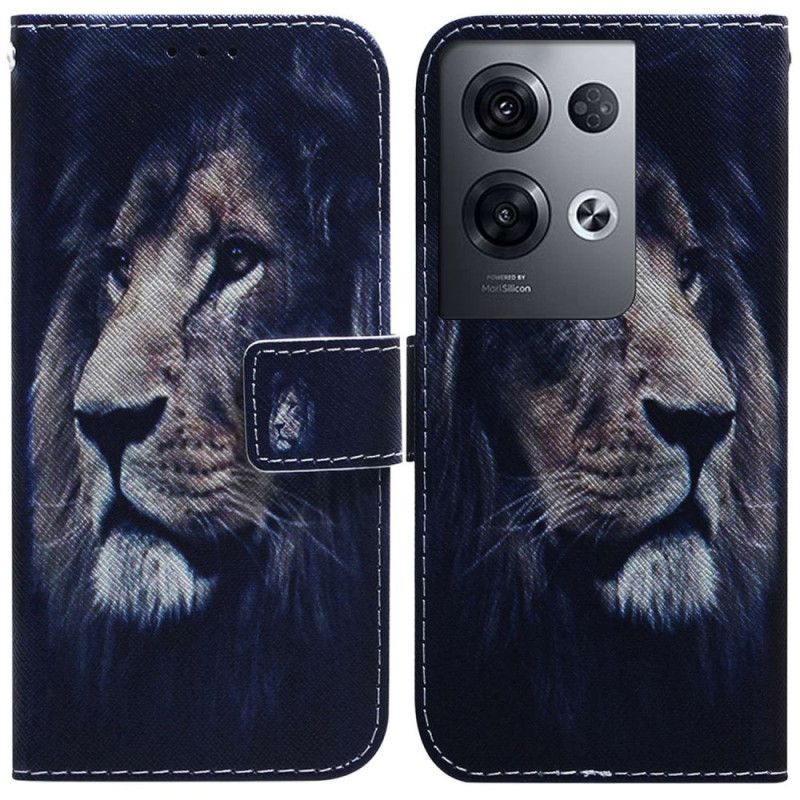 Peňaženkový Kryt Oppo Reno 8 Pro Lanyard Lion