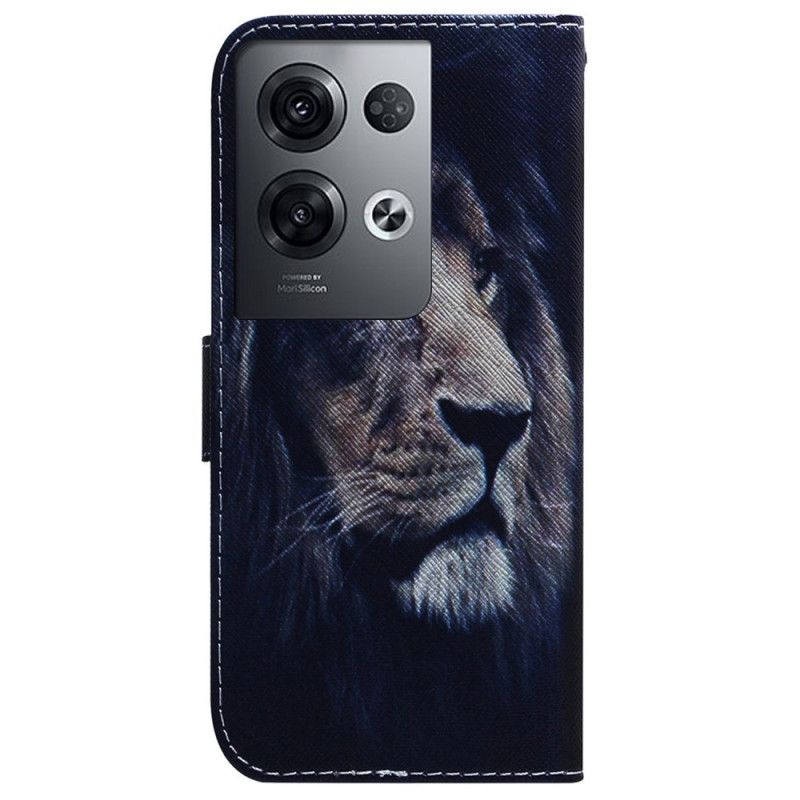 Peňaženkový Kryt Oppo Reno 8 Pro Lanyard Lion