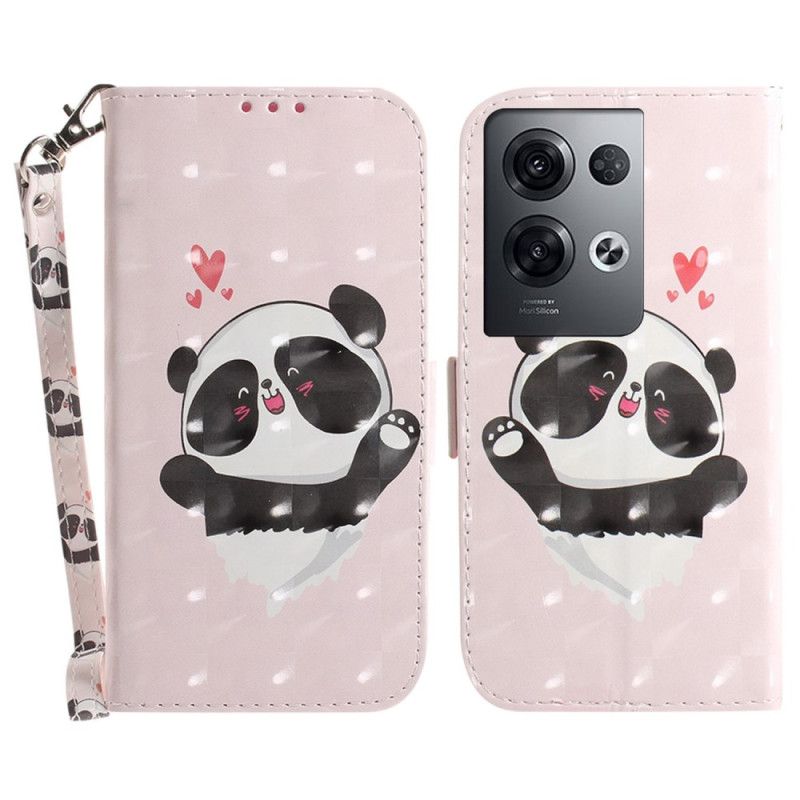 Peňaženkový Kryt Oppo Reno 8 Pro Panda Love With Lanyard