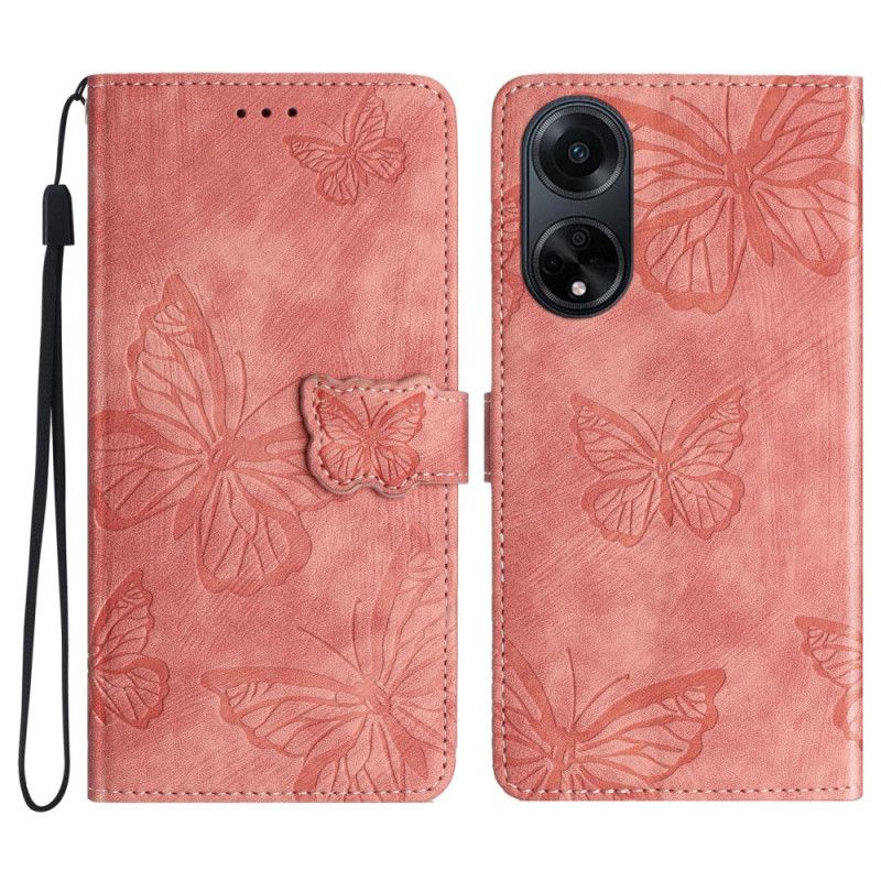 Kožené Puzdro Oppo A98 5g Butterflies Suede Effect