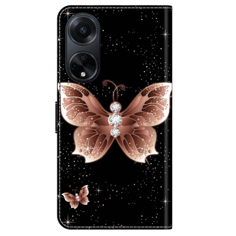 Puzdro Na Oppo A98 5g Ružový Diamantový Motýľ