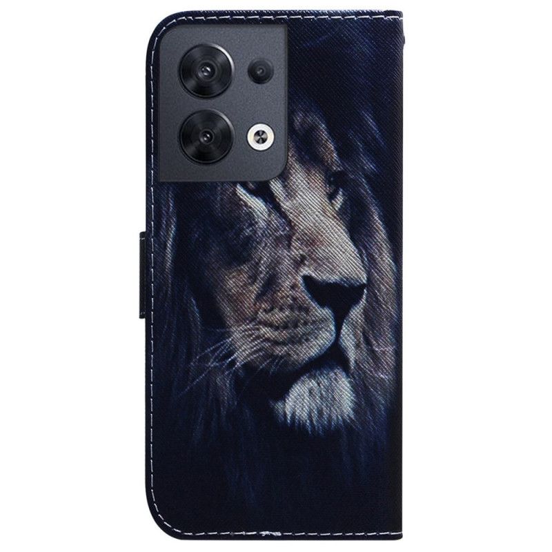 Kožené Puzdro Oppo Reno 8 Lanyard Lion