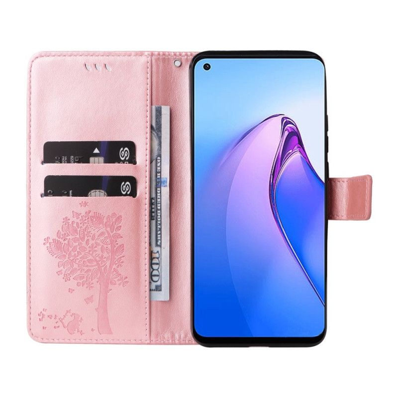 Kožené Puzdro Oppo Reno 8 Strom A Strappy Cat