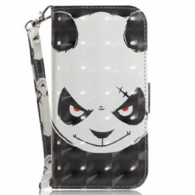 Peňaženkový Kryt Oppo Reno 8 Angry Panda With Lanyard