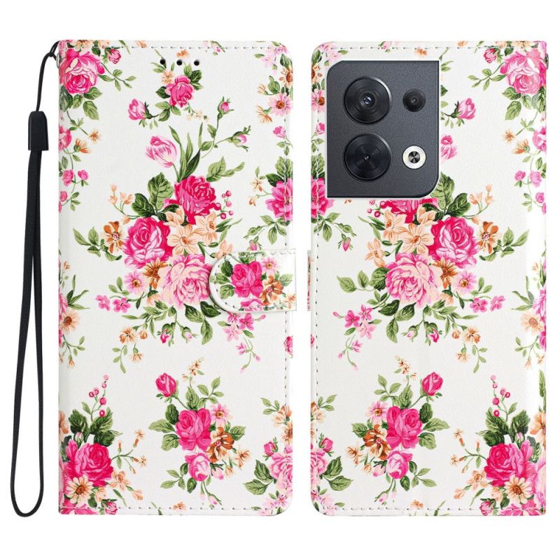 Peňaženkový Kryt Oppo Reno 8 Remienok Liberty Flowers