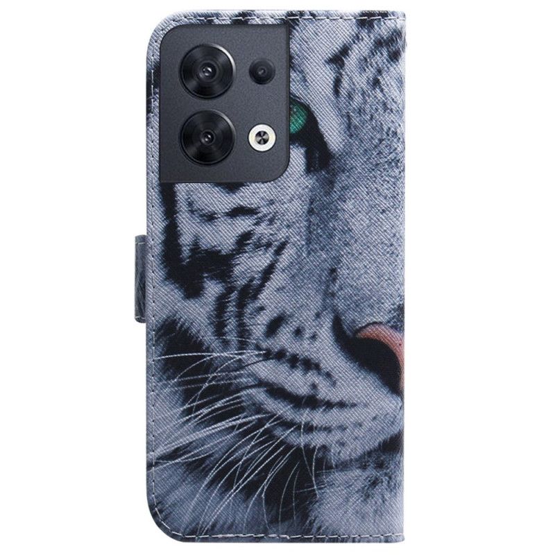 Peňaženkový Kryt Oppo Reno 8 Strappy Biely Tiger