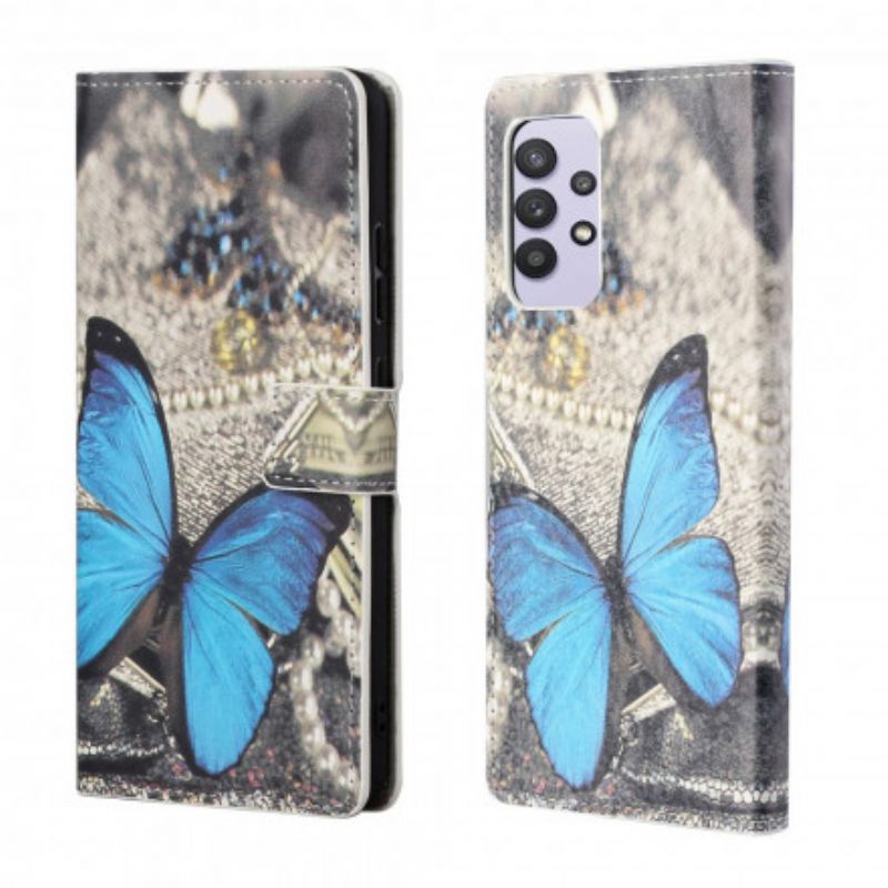 Kožené Puzdro Samsung Galaxy A32 Butterfly Prestige Blue