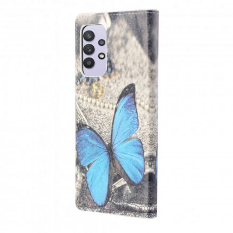 Kožené Puzdro Samsung Galaxy A32 Butterfly Prestige Blue