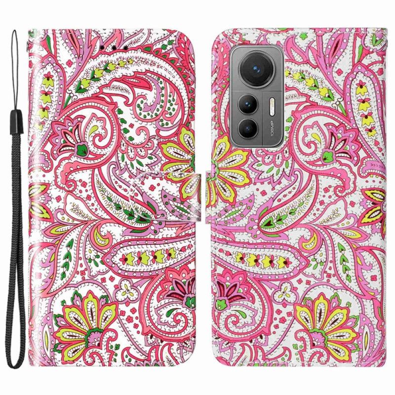 Kožené Puzdro Xiaomi 12 Lite Strappy Paisley Vzor