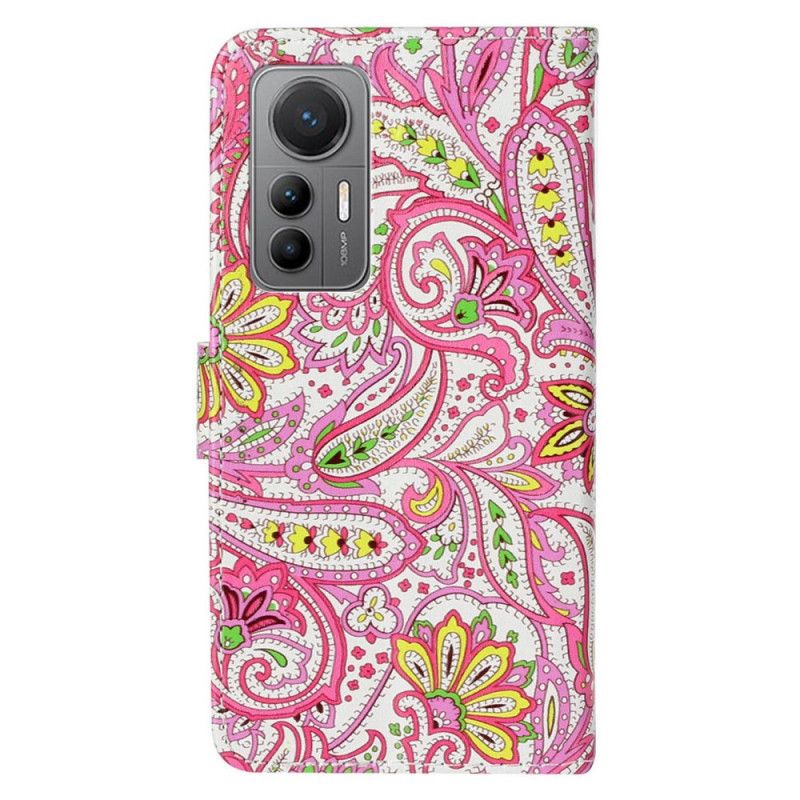 Kožené Puzdro Xiaomi 12 Lite Strappy Paisley Vzor