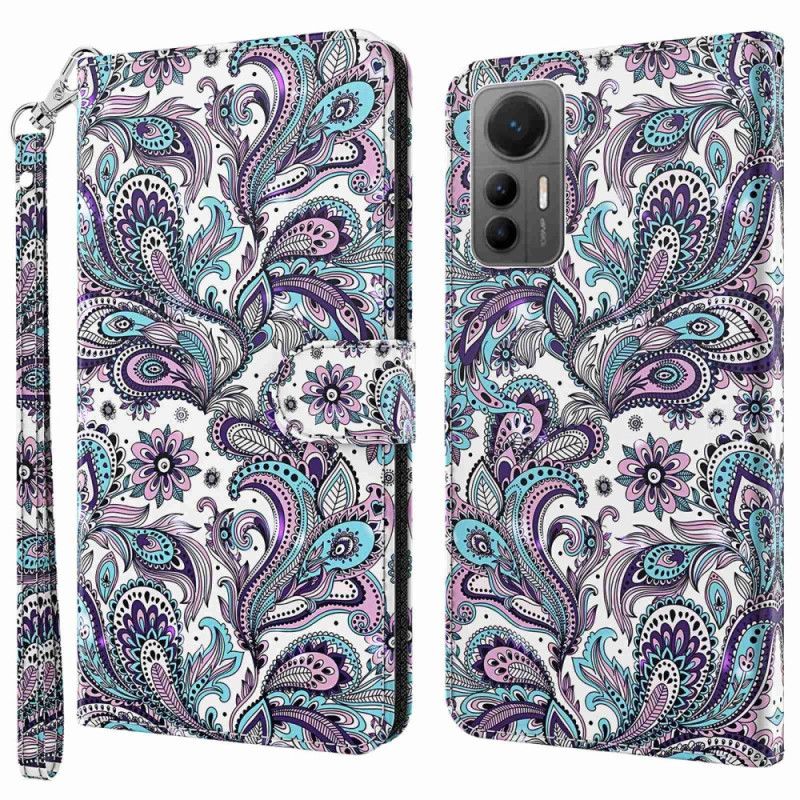 Kožené Puzdro Xiaomi 12 Lite Strappy Paisley Vzor