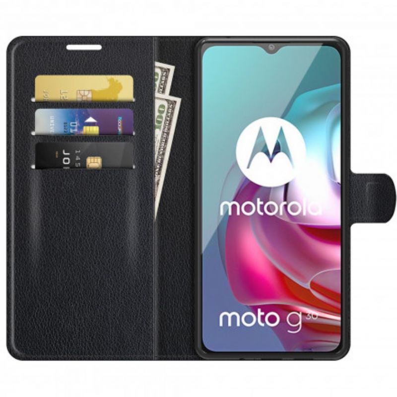 Peňaženkový Kryt Moto G30 / G10 Klasický Efekt Liči