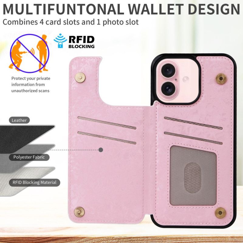 Kryt iPhone 16 Kvetinový Držiak Rfid Karty