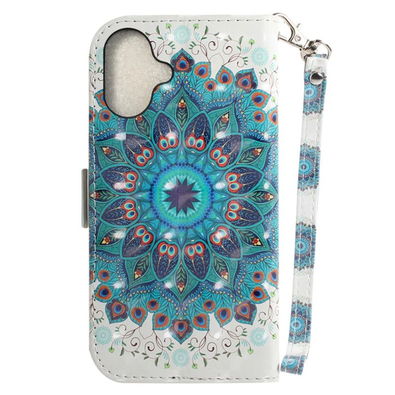 Puzdro iPhone 16 Zelená Mandala S Remienkom