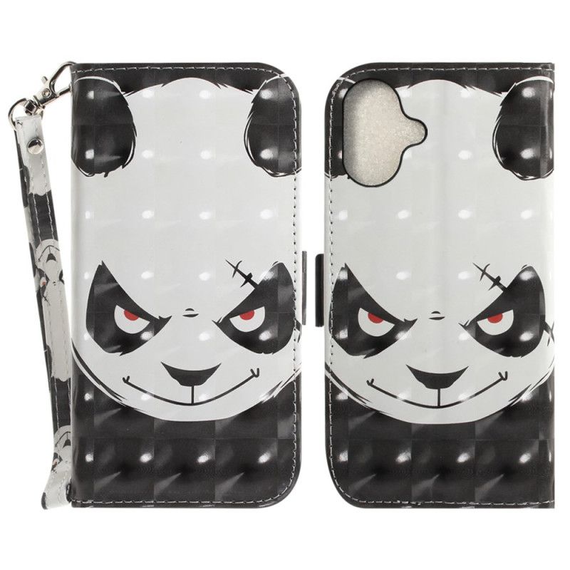 Puzdro Na iPhone 16 Nahnevaná Panda S Popruhom