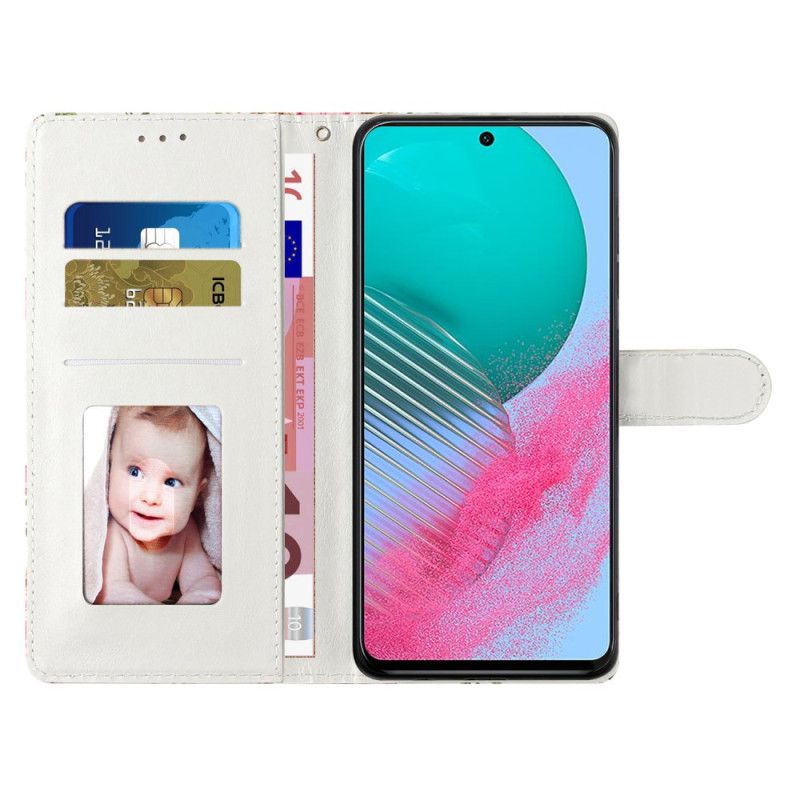 Kožené Puzdro Samsung Galaxy A55 5g Biely Vlk S Remienkom