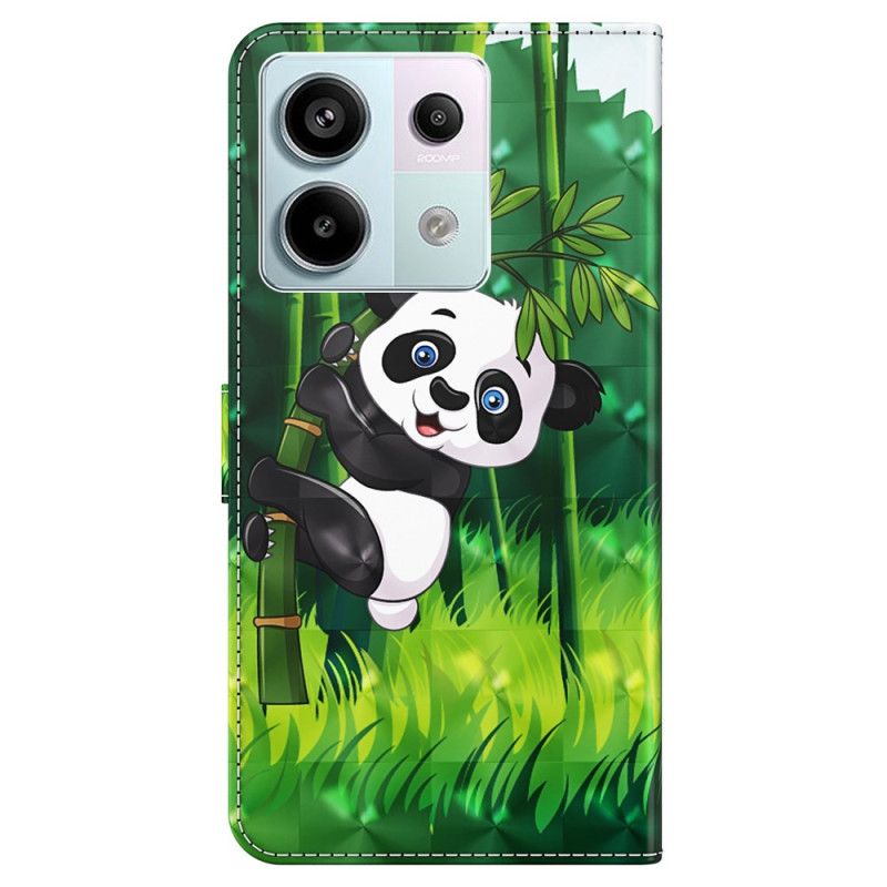 Kožna Futrola Za Xiaomi Redmi Note 13 5g Panda Od Bambusa S Remenom