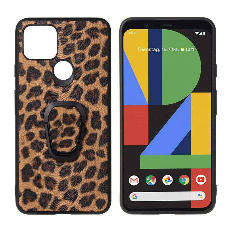 Kryt Google Pixel 5 Podpora Prsteňa V Štýle Leoparda