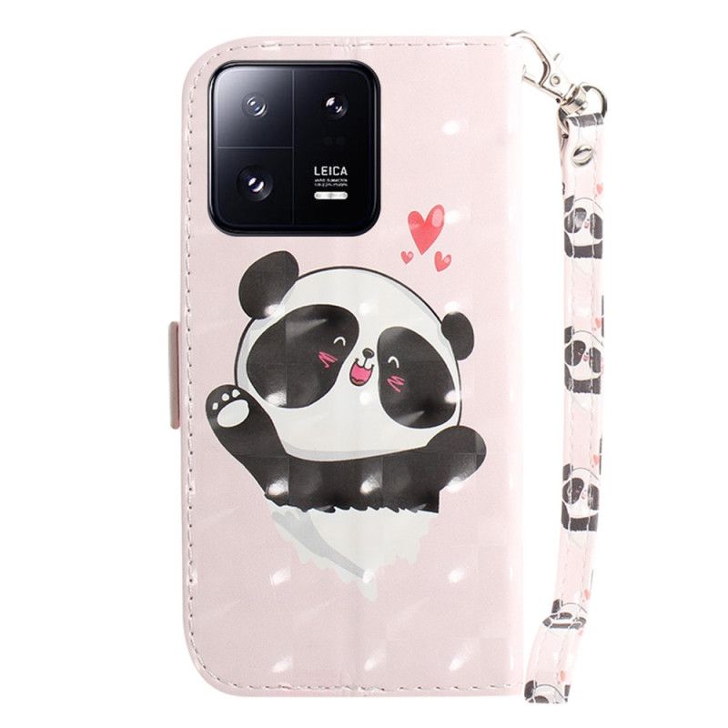 Kožené Puzdro Xiaomi 13 Pro Panda Love With Lanyard