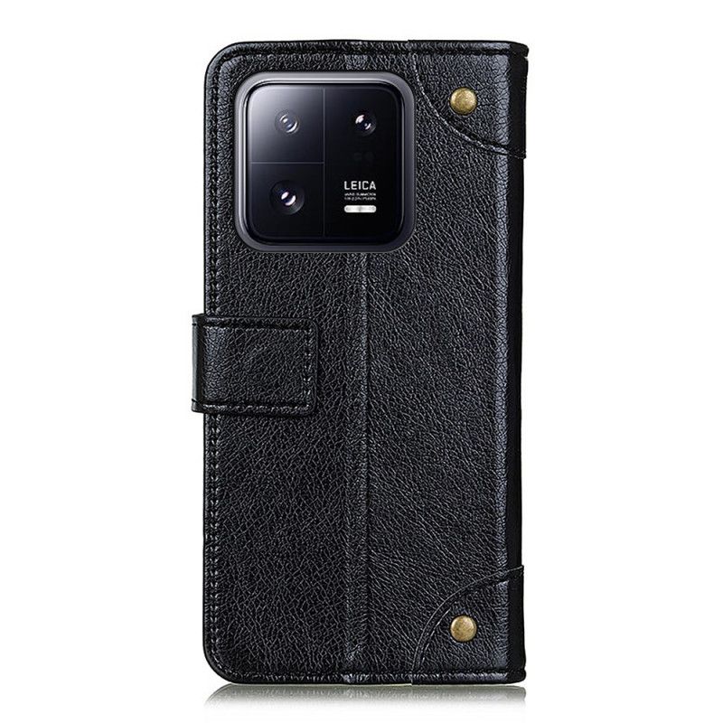 Kožené Puzdro Xiaomi 13 Pro Vintage Nity Z Kože Nappa