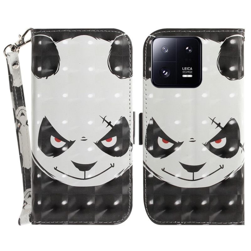 Peňaženkový Kryt Xiaomi 13 Pro Angry Panda With Lanyard