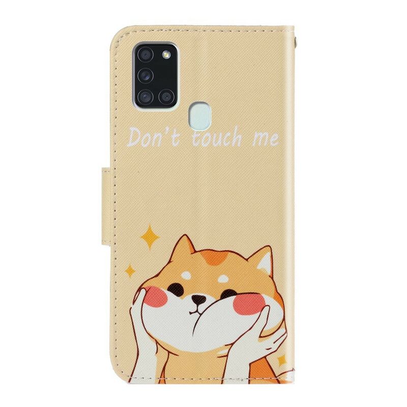 Flipové Puzdro Samsung Galaxy A21s Cat Don't Touch Me S Popruhom