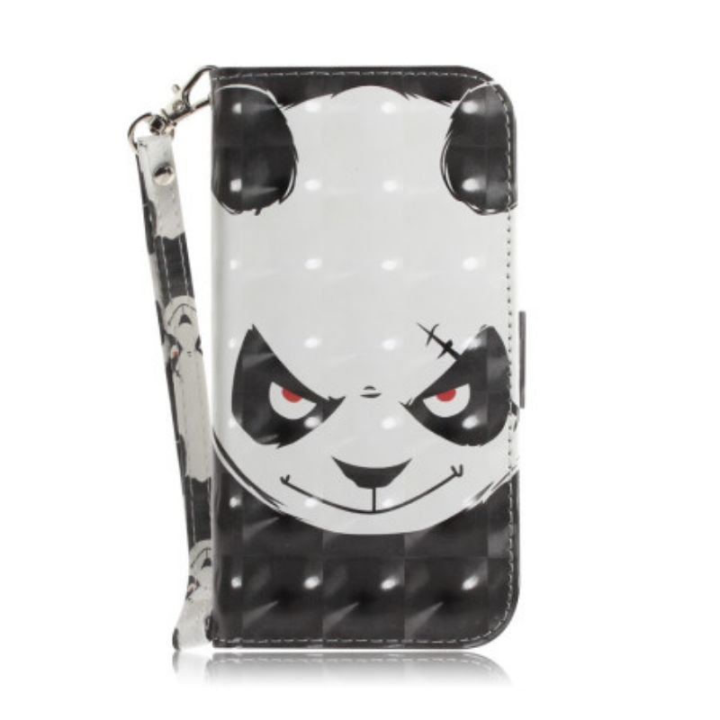 Flipové Puzdro iPhone 14 Plus Angry Panda With Lanyard