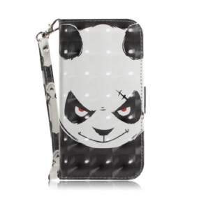 Flipové Puzdro iPhone 14 Plus Angry Panda With Lanyard