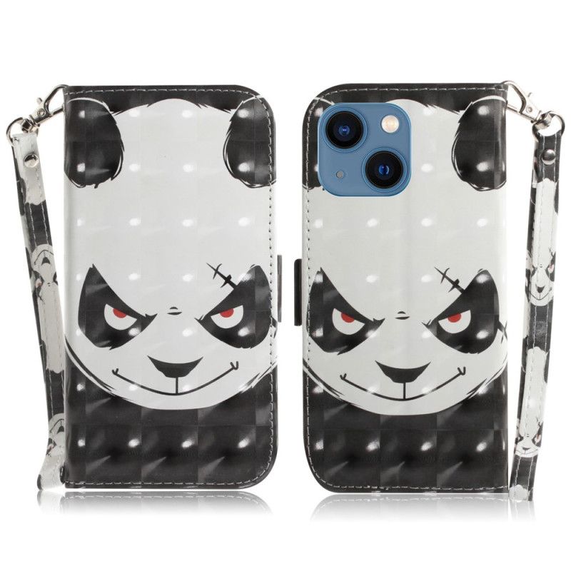 Flipové Puzdro iPhone 14 Plus Angry Panda With Lanyard