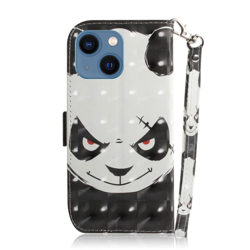 Flipové Puzdro iPhone 14 Plus Angry Panda With Lanyard