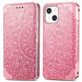 Flipové Puzdro iPhone 14 Plus Kožené Puzdro Mandala