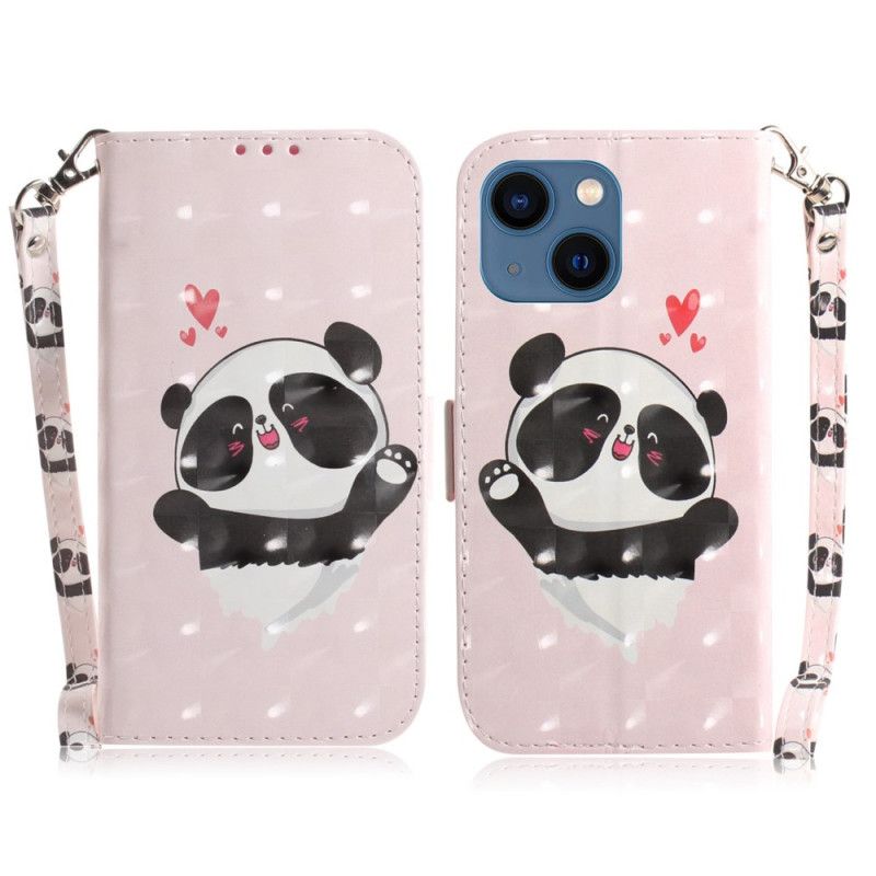 Peňaženkový Kryt iPhone 14 Plus Strappy Panda