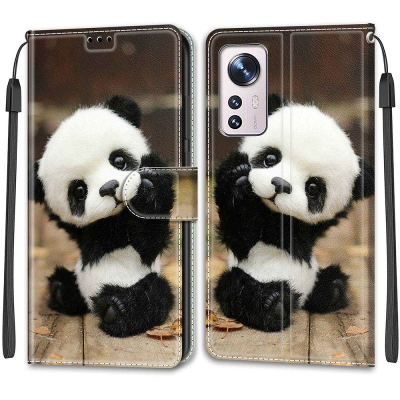 Kožené Puzdro Xiaomi 12 / 12X Malá Panda S Popruhom