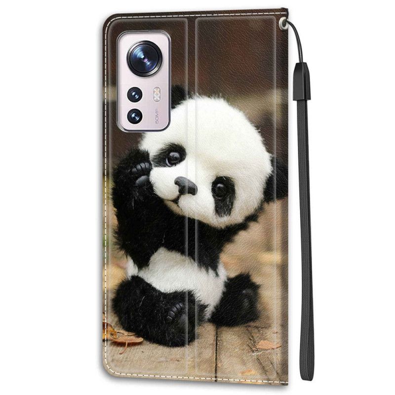 Kožené Puzdro Xiaomi 12 / 12X Malá Panda S Popruhom