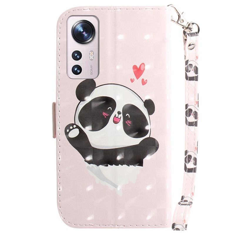 Kožené Puzdro Xiaomi 12 / 12X Panda Love With Lanyard