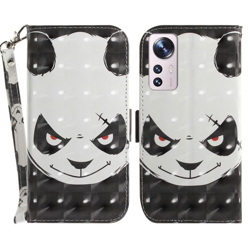 Peňaženkový Kryt Xiaomi 12 / 12X Angry Panda With Lanyard