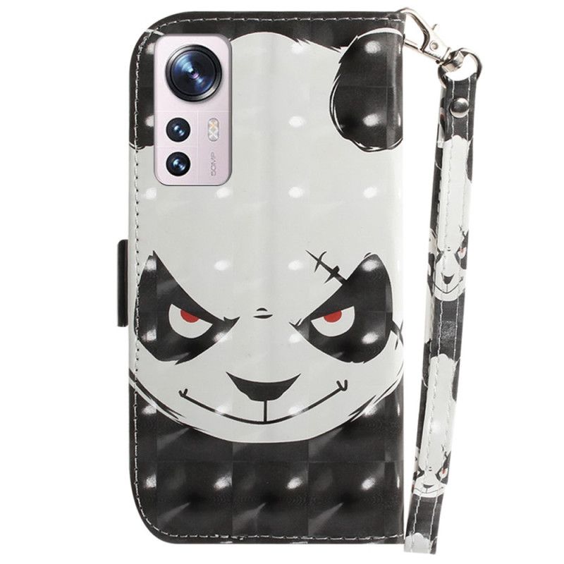 Peňaženkový Kryt Xiaomi 12 / 12X Angry Panda With Lanyard