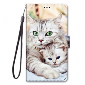 Peňaženkový Kryt Xiaomi 12 / 12X Rodina Strappy Cat