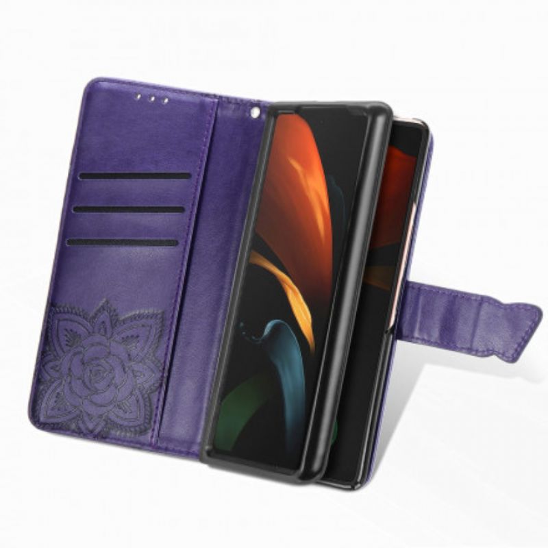 Flipové Puzdro Samsung Galaxy Z Fold 3 5G Dizajn Motýľa So Šnúrkou