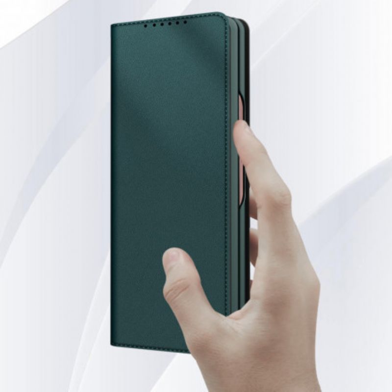 Flipové Puzdro Samsung Galaxy Z Fold 3 5G Kožené Puzdro Delená Koža Na Dotyk