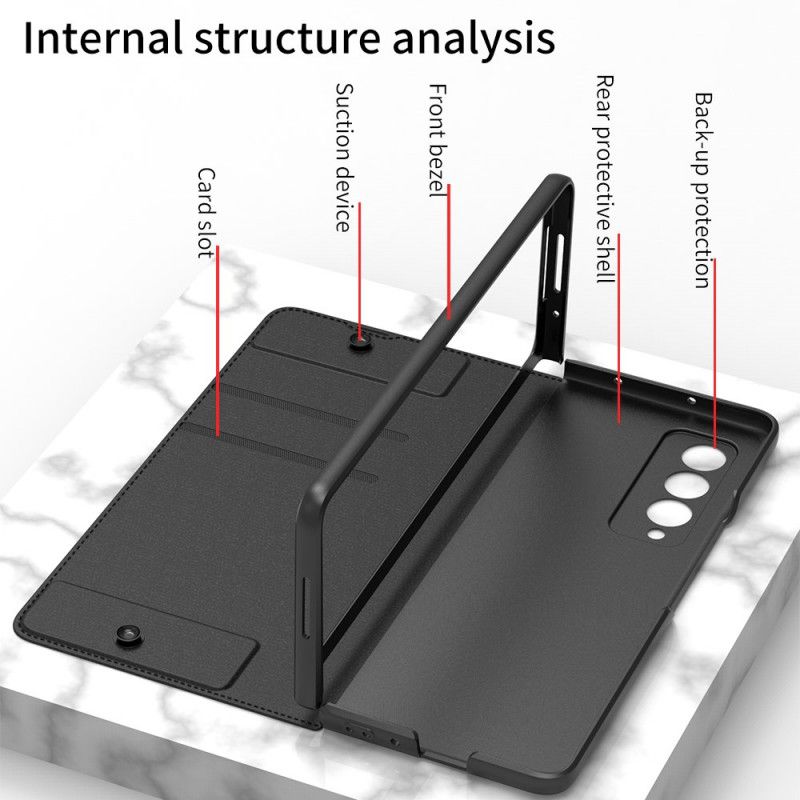 Flipové Puzdro Samsung Galaxy Z Fold 3 5G Kožené Puzdro Držiak Na Dotykové Pero Gkk Z Umelej Kože