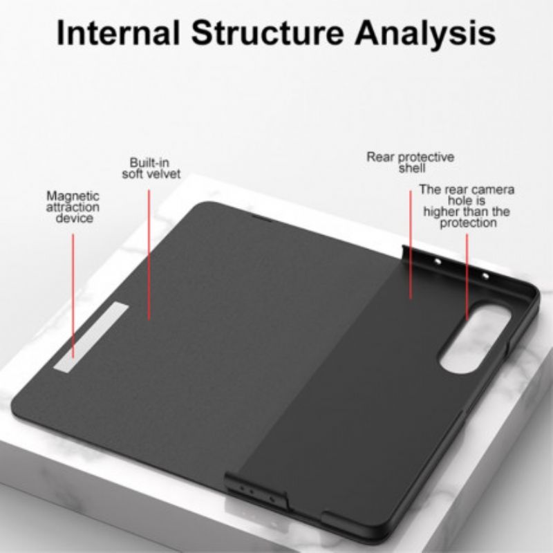 Flipové Puzdro Samsung Galaxy Z Fold 3 5G Kožené Puzdro Mechanizmus Z Tvrdeného Skla Gkk