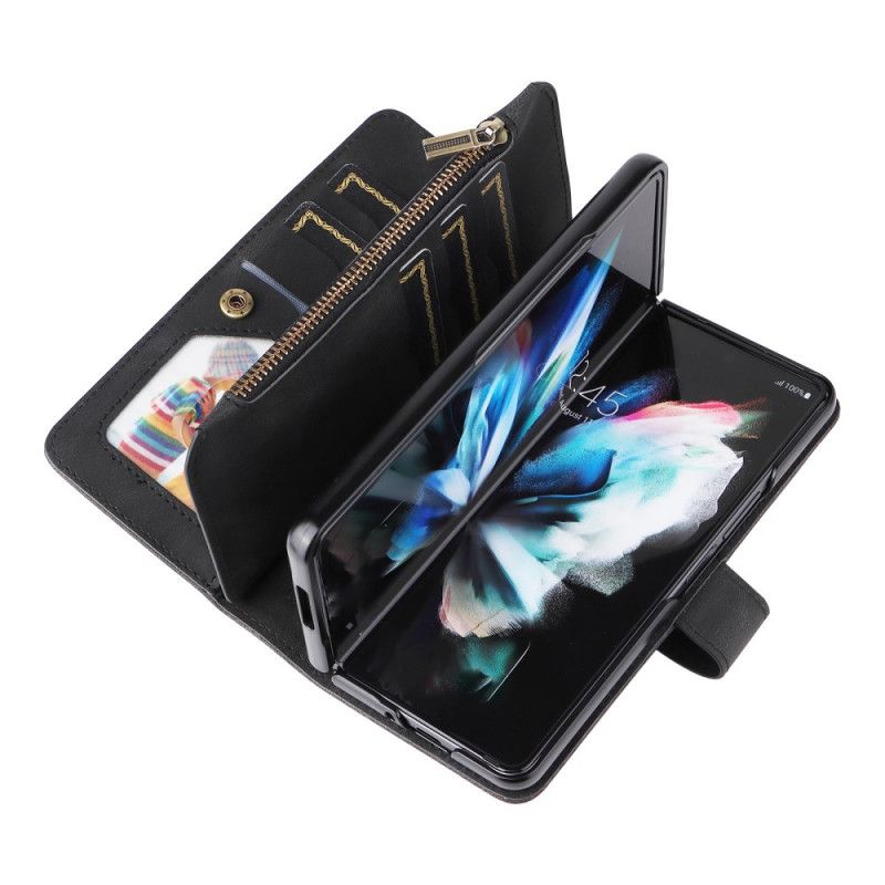 Kožené Puzdro Samsung Galaxy Z Fold 3 5G Multifunkčný Držiak Karty