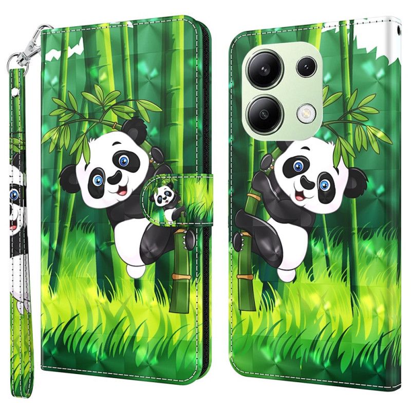 Kožené Puzdro Xiaomi Redmi Note 13 4g Bambusová Panda S Popruhom