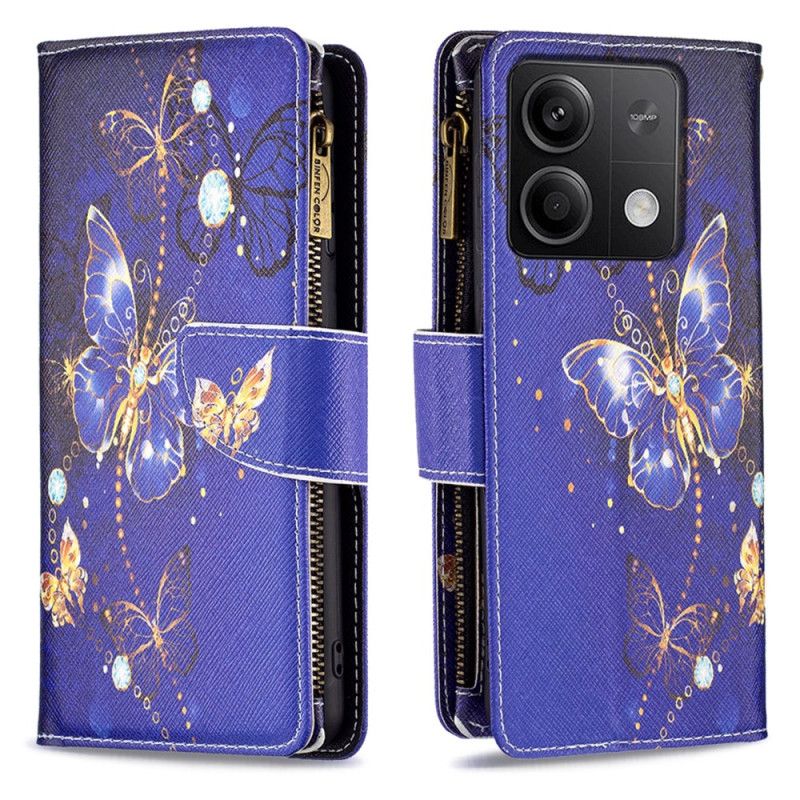 Kožené Puzdro Xiaomi Redmi Note 13 4g Kryt Na Mobil Peňaženka Purple Butterflies