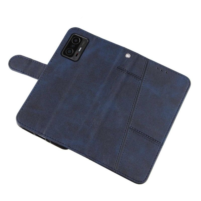 Kožené Puzdro Xiaomi 11T / 11T Pro Efekt Remienky Geo Leather