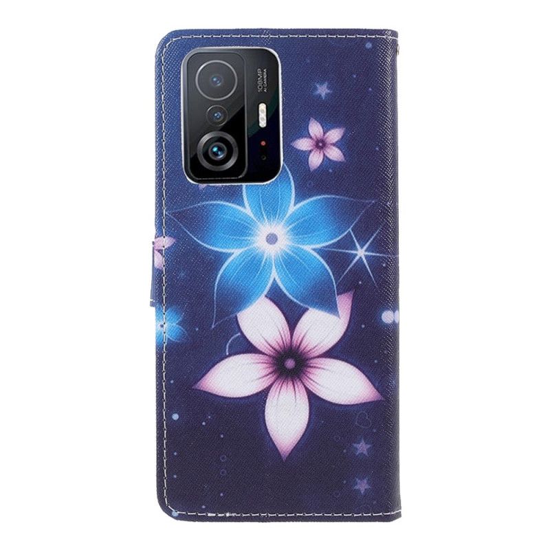 Kožené Puzdro Xiaomi 11T / 11T Pro Kvety Lunárneho Popruhu