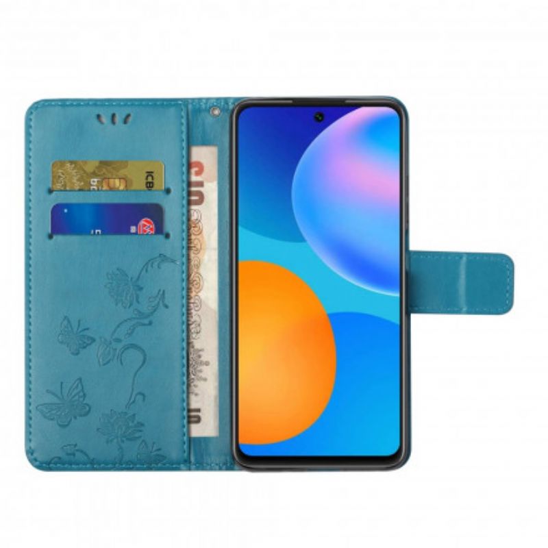 Peňaženkový Kryt Xiaomi 11T / 11T Pro Tangá Motýle A Kvety